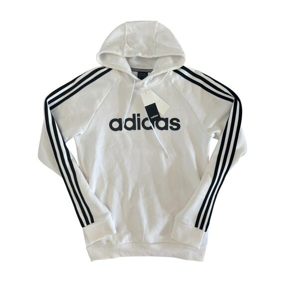 Adidas White 3-Stripes Hoodie Pullover Sweatshirt Men’s Size Small FL4840 - Picture 3 of 13